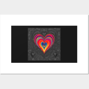 rainbow heart Posters and Art